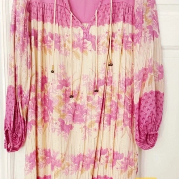 Sz M Spell & The Gypsy Collective Pink and Cream Long Sleeve Dress EUC! - Picture 5 of 5